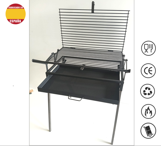 Barbacoa Desmontable Artesana con parrilla giratoria grande - Hierro